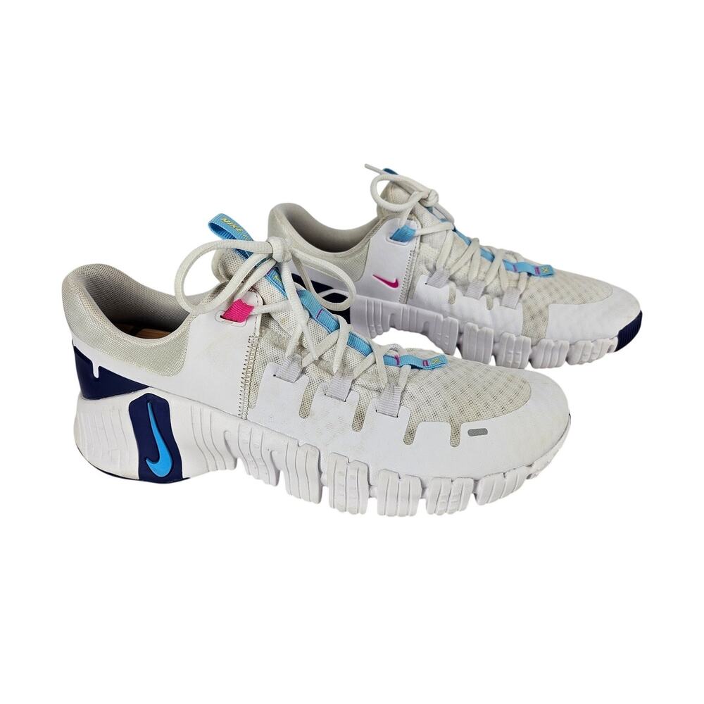 NIKE FREE METCON 5 WHITE AQUARIUS BLUE WORKOUT SHOES - WOMEN'S SIZE 11.5